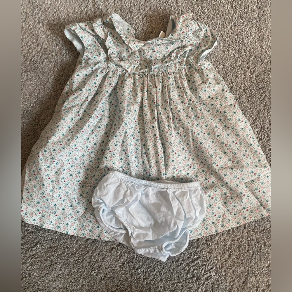 Janie and Jack green floral spring dress and bloomers- size 18-24 months